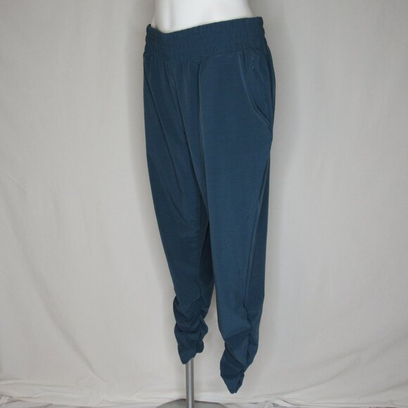 Prana RAILAY Teal Blue High Rise Ruched Jogger Pants 27" Women's L Large - Picture 3 of 9